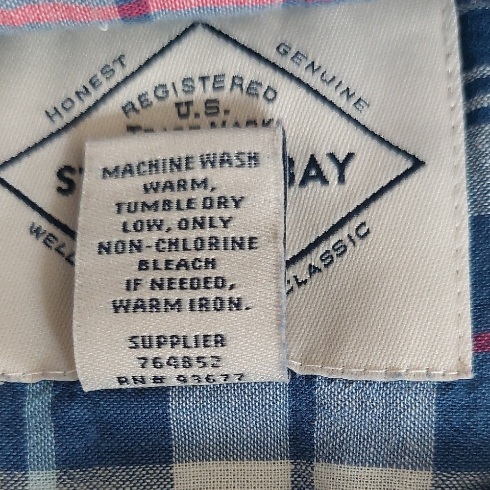 St. John's Bay Men's Blue Plaid Short Sleeve Button Down Performance Shirt XL - Picture 4 of 4